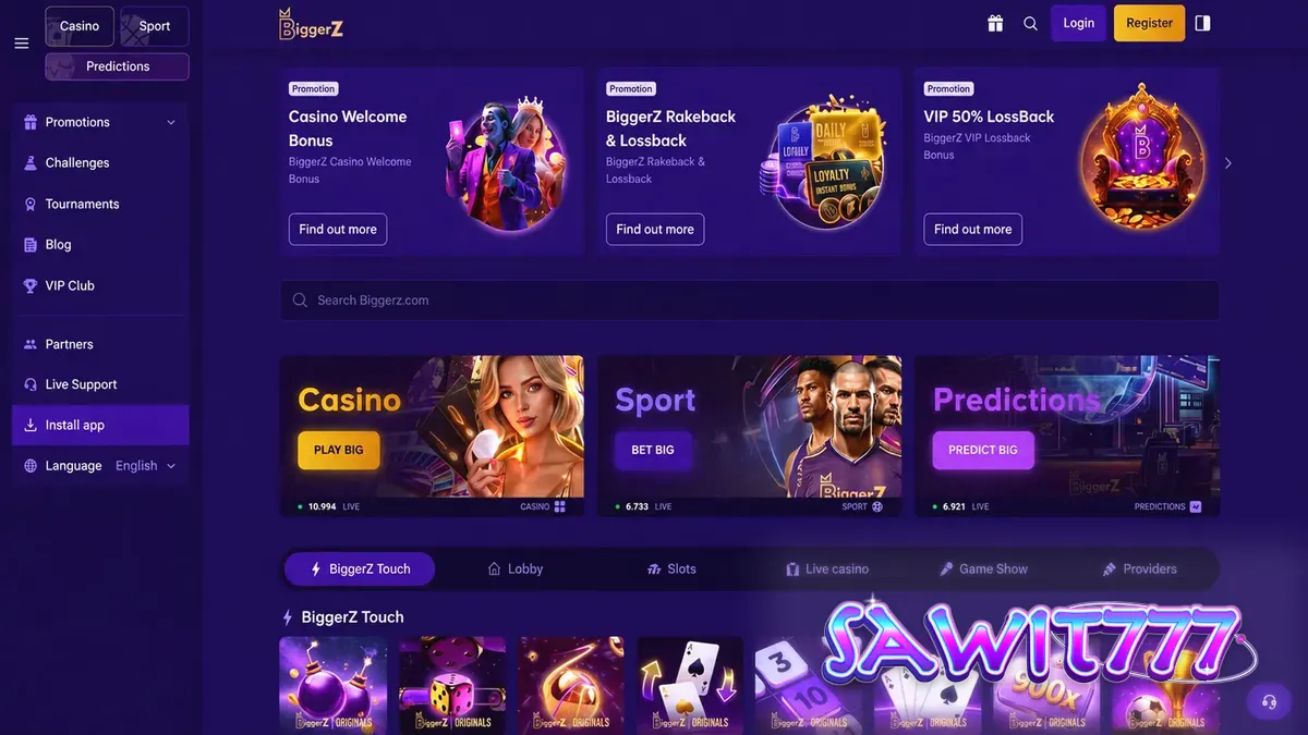 Antarmuka platform taruhan BiggerZ yang modern dan transparan